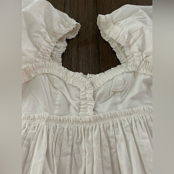 Free People Rendezvous Me White Mini Dress. Bubble Hem. puffed Sleeves. XS NWT - Picture 5 of 6